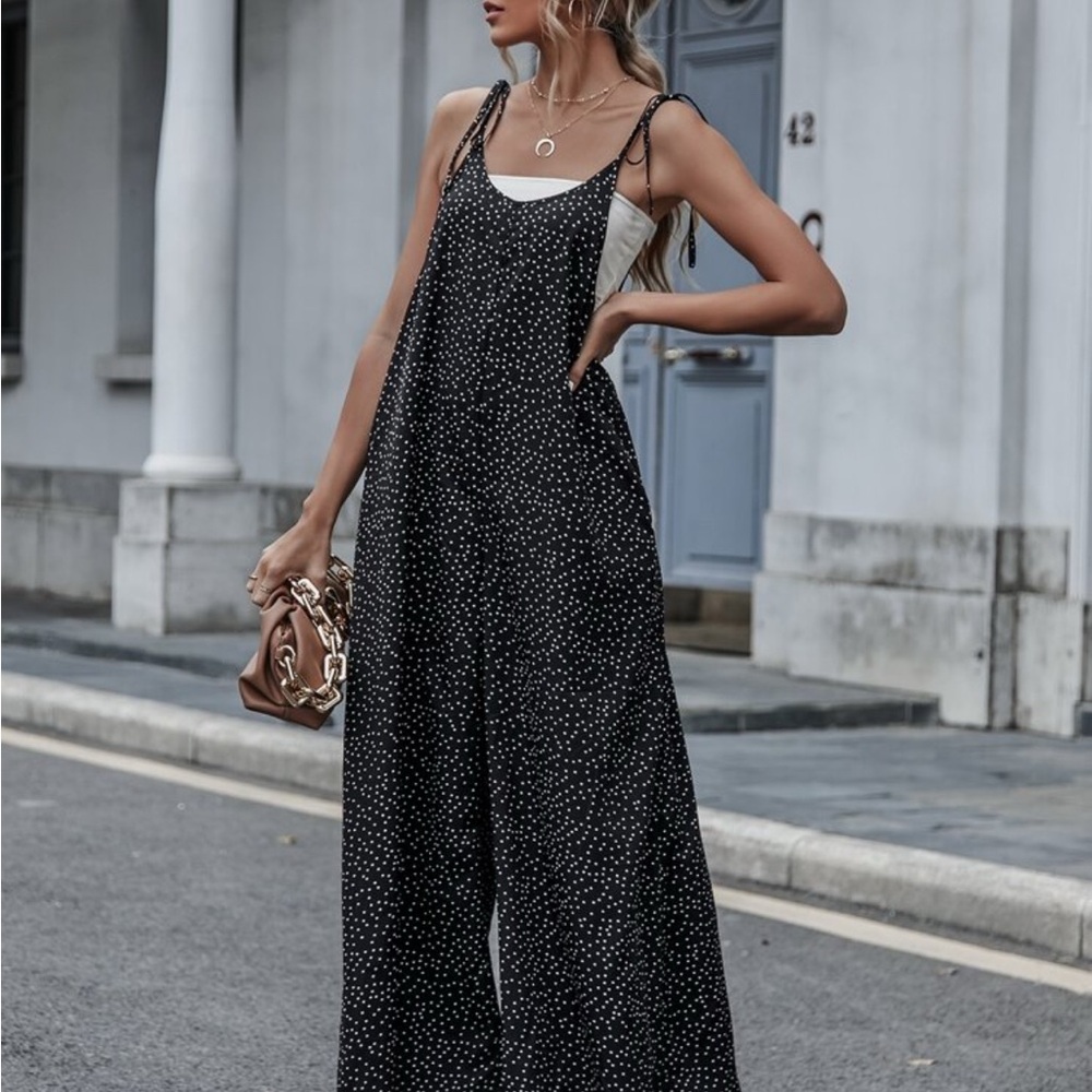 SHEIN Black and White Polka Dot Jumpsuit